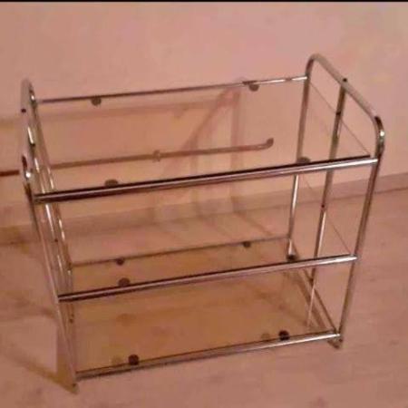 csővázas ikea Tv állvány, üveg polc, króm