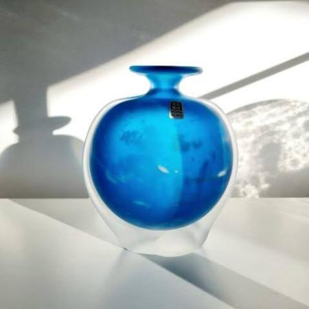 Mdina Glass Kék Üveg Váza